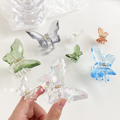 水晶果冻感抓夹网红后脑勺蝴蝶