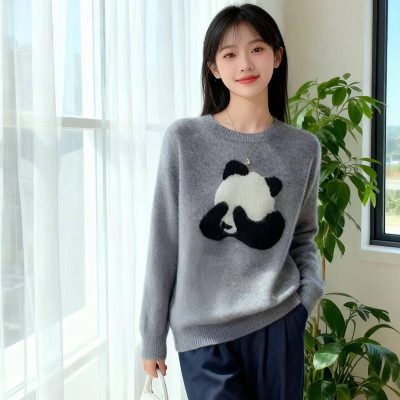 毛衣女2025年新款宽松外穿慵懒风秋冬套头时尚针织衫上衣外套-576