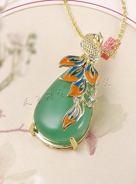新疆金丝玉东陵玉凤凰吊坠挂件