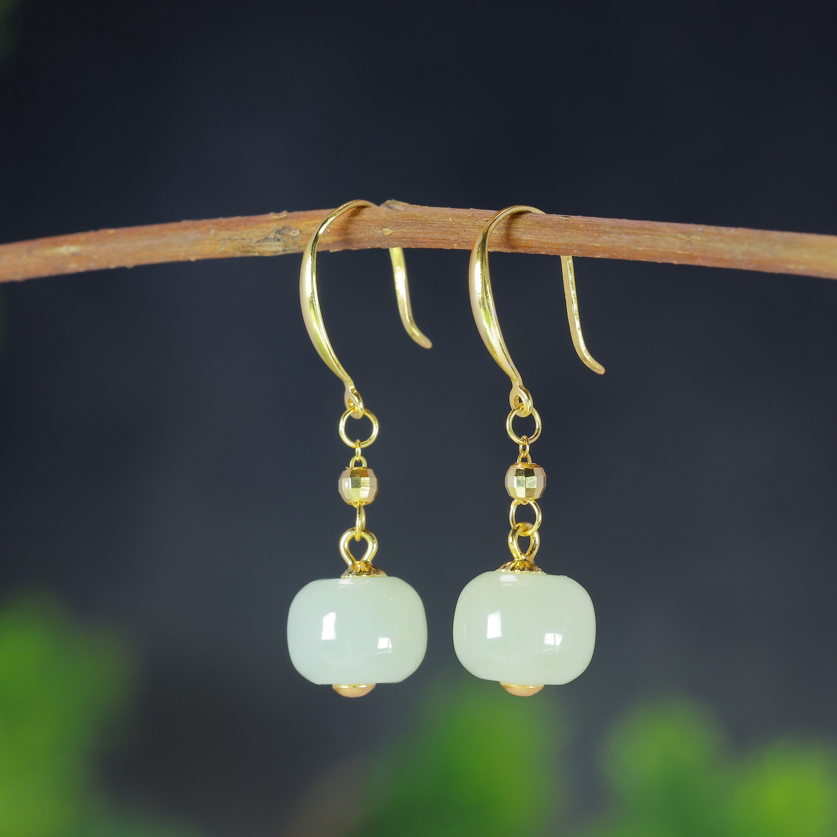 天然和田玉青白玉925银老型珠耳环复古小众素银玉石耳饰耳坠,珠宝/钻石/翡翠,耳饰,淘宝优惠券,粉丝福利购,淘宝优惠卷