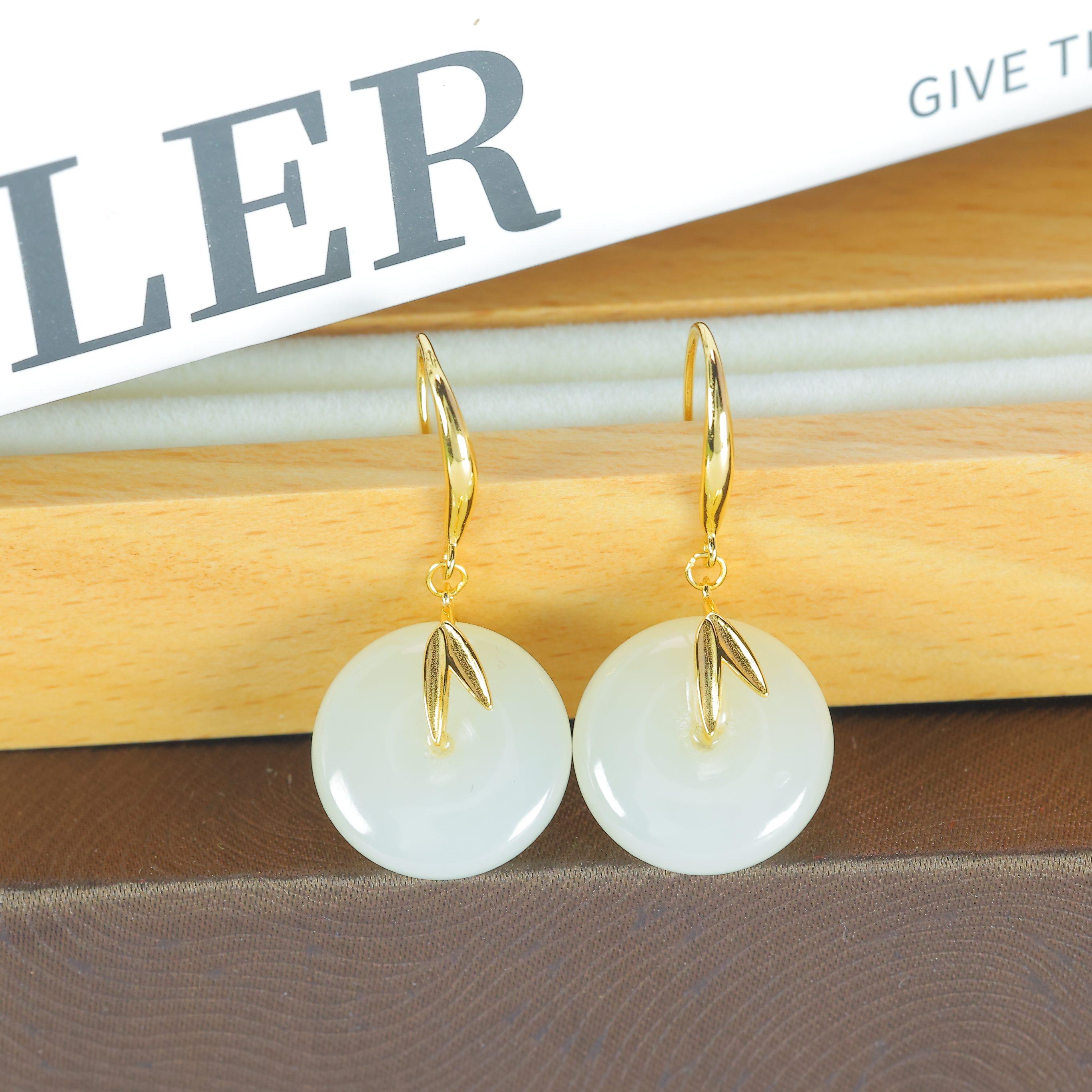 天然和田玉白玉925银平安扣素银复古气质玉石耳坠耳环耳饰,珠宝/钻石/翡翠,耳饰,淘宝优惠券,粉丝福利购,淘宝优惠卷