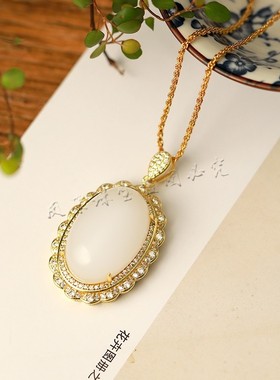 新疆金丝玉东陵玉吊坠挂件项链