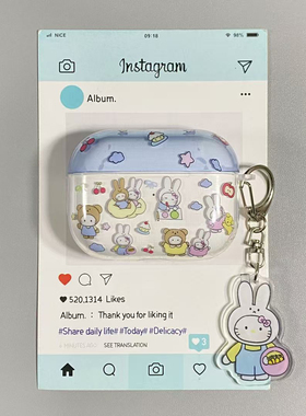 卡通可爱兔子kitty猫适用AirPods4保护套iPod苹果耳机壳1/2代无线蓝牙3代airpodspro2代保护壳