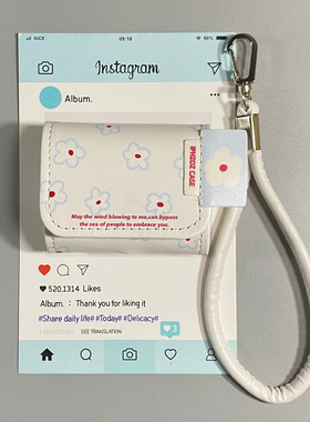 皮质翻盖清新花朵挂绳适用AirPods4保护套iPod苹果耳机壳1/2代无线蓝牙3代airpodspro2代保护壳