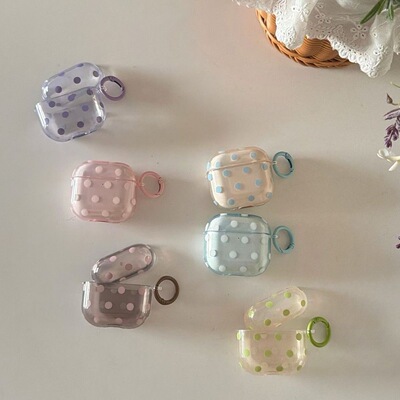 ins风韩系简约透色波点适用于airpods4保护套airpodspro3代苹果耳机壳
