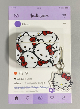 日韩可爱卡通Hello Kitty猫咪适用AirPods4保护套iPod苹果耳机壳1/2代无线蓝牙3代airpodspro2代保护壳
