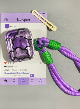 ins紫色羽纱小怪兽适用airpods pro2耳机套无线蓝牙苹果airpods1/2代软壳3代新款4代防摔保护套个性