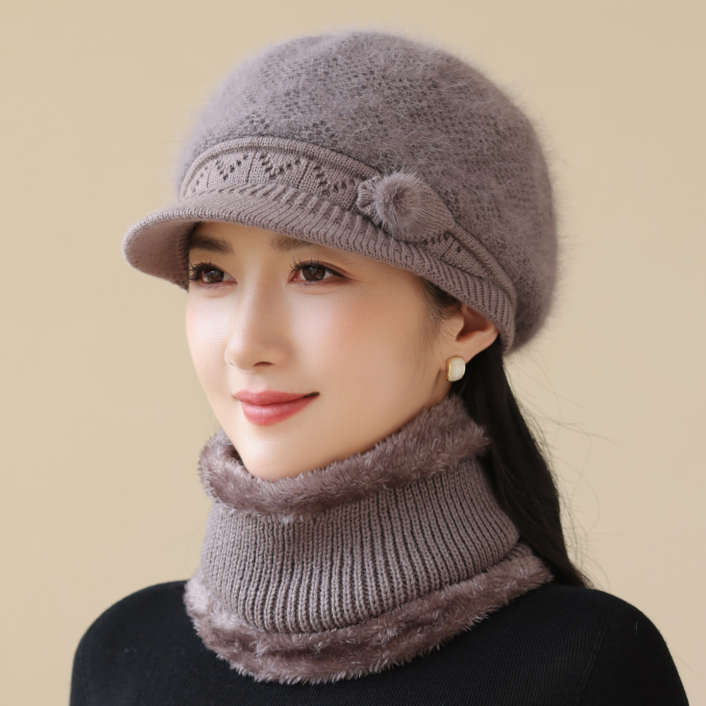 妈妈帽子女2025新款秋冬洋气奶奶渔夫帽冬款中老年人老太太保暖帽