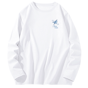 白色长袖t恤男春秋款打底衫衣服青少年高中生初中生秋季内搭上衣