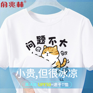 问题不大小猫网眼短袖t恤男2025新款夏季冰丝宽松凉感青少年上衣