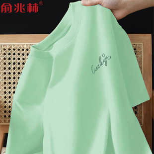 显白纯棉半袖 青少年宽松2026新款 上衣 t恤男女夏季 薄荷曼波绿短袖