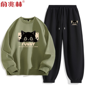 卫衣男休闲运动套装2024新款青少年高中生初中生帅气整套穿搭衣服