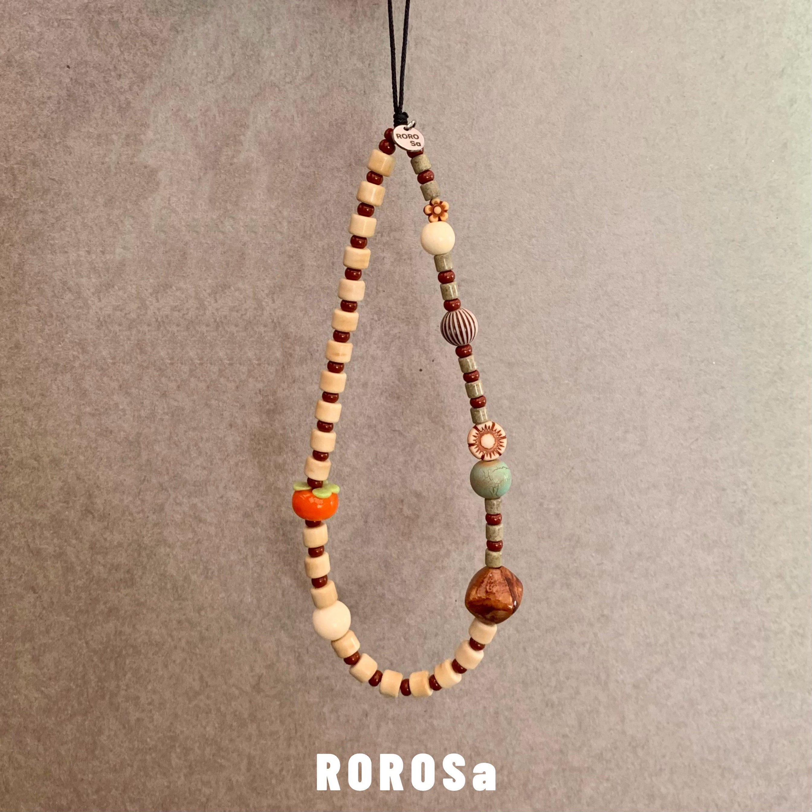 ROROSa原创设计柿柿如意手机链好运挂件高级感复古手机挂绳饰品