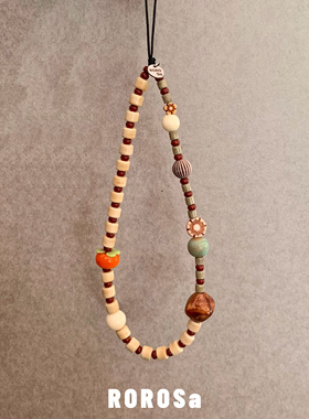 ROROSa原创设计柿柿如意手机链好运挂件高级感复古手机挂绳饰品