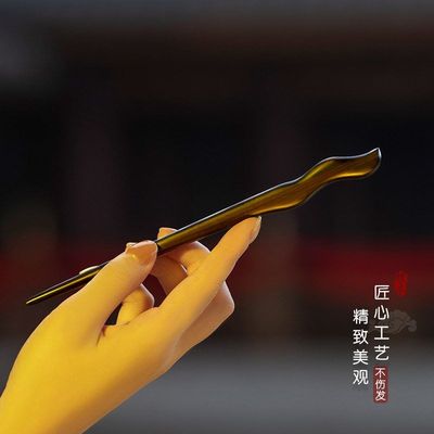 闪灵檀木主体发簪新中式女古风2024新款发簪木质发钗木簪子盘发