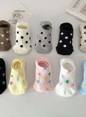 袜子女船袜可爱甜美防滑不掉跟波点爱心浅口隐形韩系短筒春夏薄款