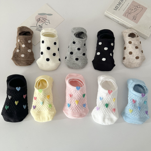 袜子女船袜可爱甜美防滑不掉跟波点爱心浅口隐形韩系短筒春夏薄款