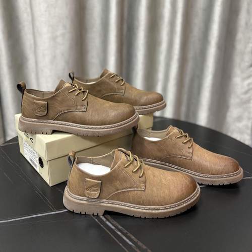 外贸出口男士低帮户外复古休闲鞋皮鞋软皮软底舒适通勤工装鞋男鞋