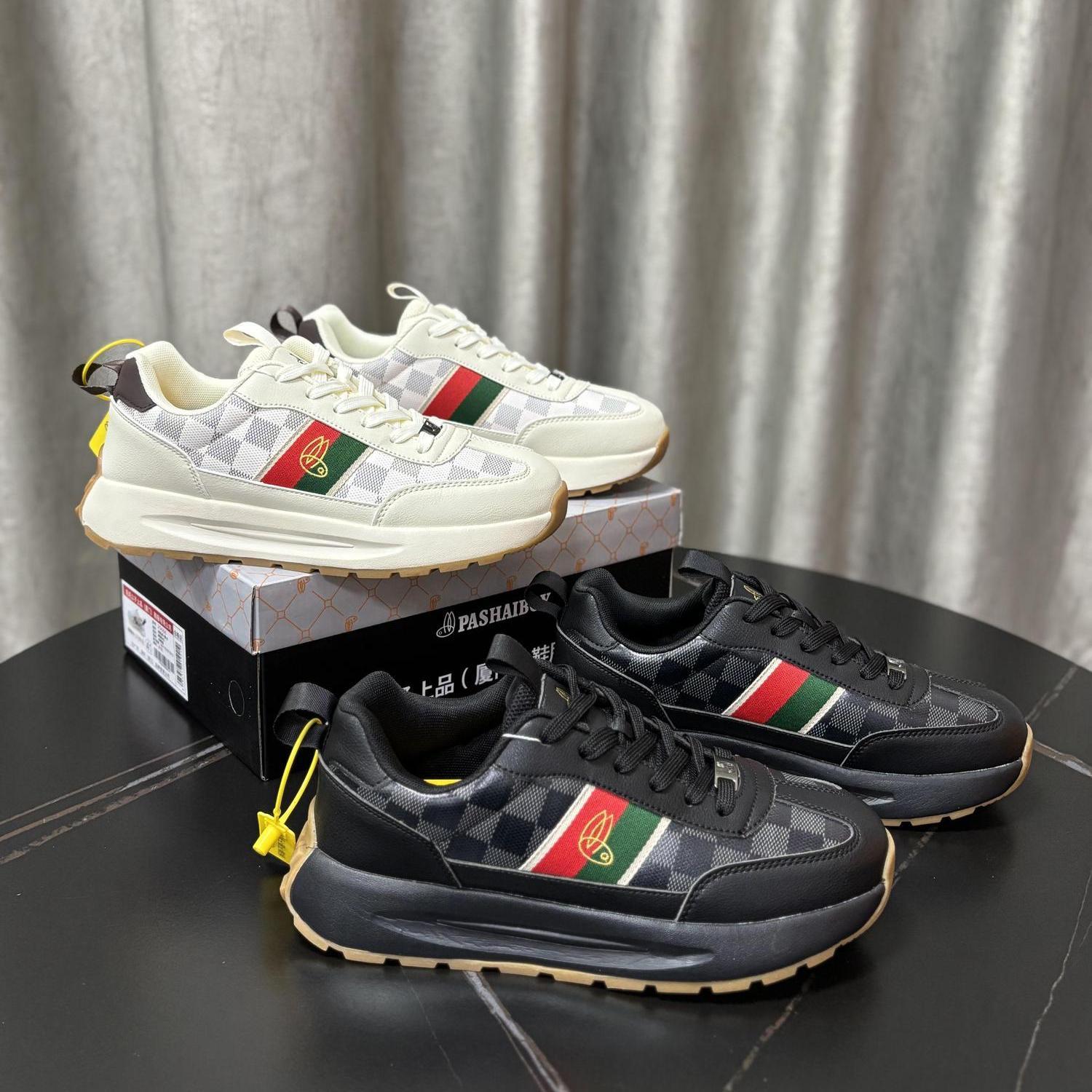 2025新款时尚复古休闲鞋运动鞋厚底减震防滑透气慢跑鞋外贸男鞋