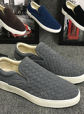 2025春秋季BOYE.BV.DG男鞋欧洲站乐福鞋磨砂皮编织一脚蹬休闲板鞋