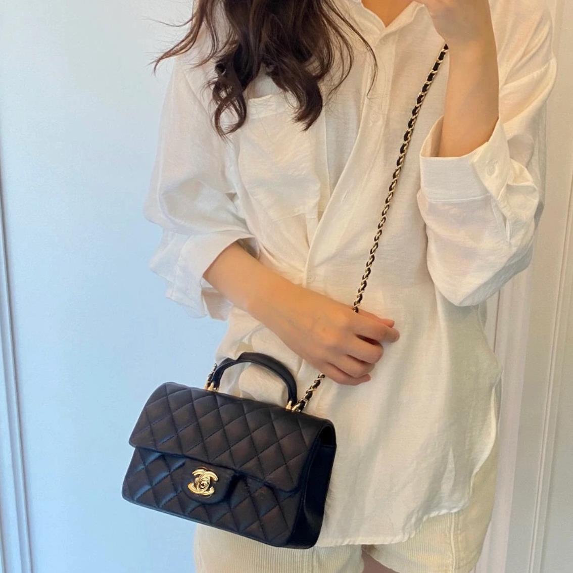 高端现货 小香风19Bag菱格纹口盖包羊皮革链条包斜跨单肩包1118