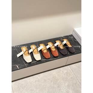 INSHUA Shoe 26FW 方头一字带平底半拖单鞋 新品 宝藏