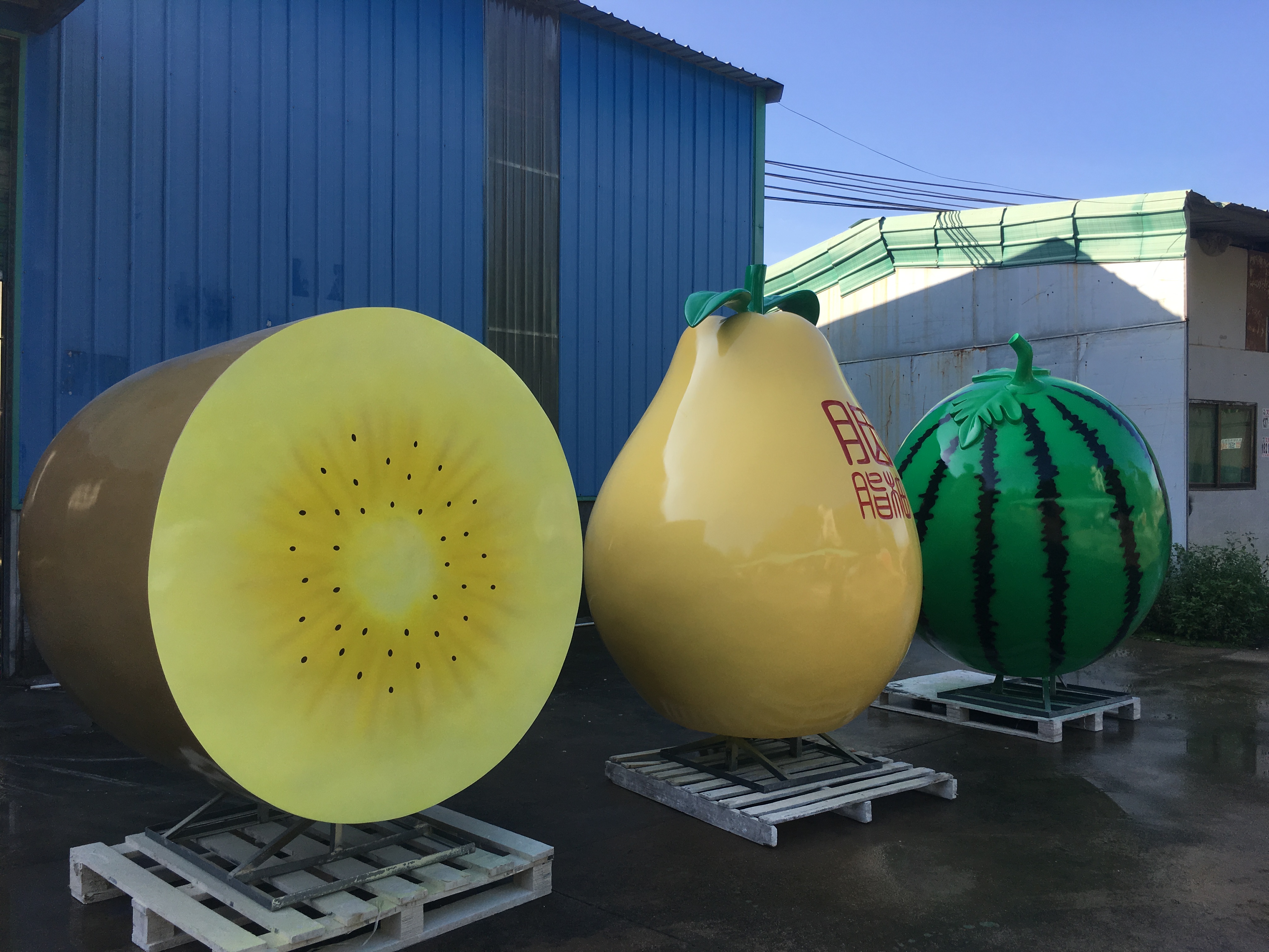 户外生态园树脂纤维柚子雕像工艺品摆件仿真水果猕猴桃玻璃钢雕塑