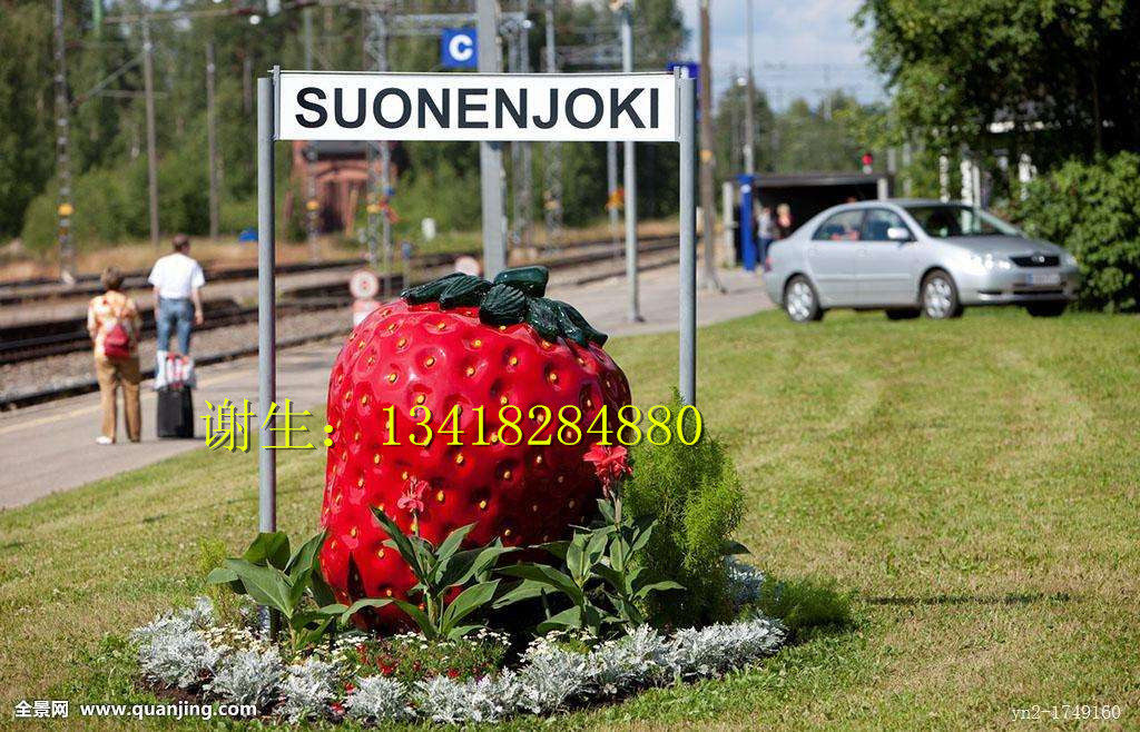 采摘园模型装饰巨型草莓雕塑摆件户外大型仿真水果蔬菜玻璃钢