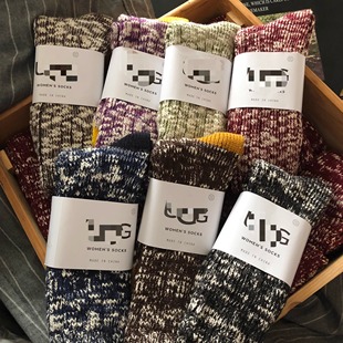 澳洲雪地靴袜子男女中筒纯色袜子秋冬保暖配鲨鱼裤 粗针棉线堆堆袜