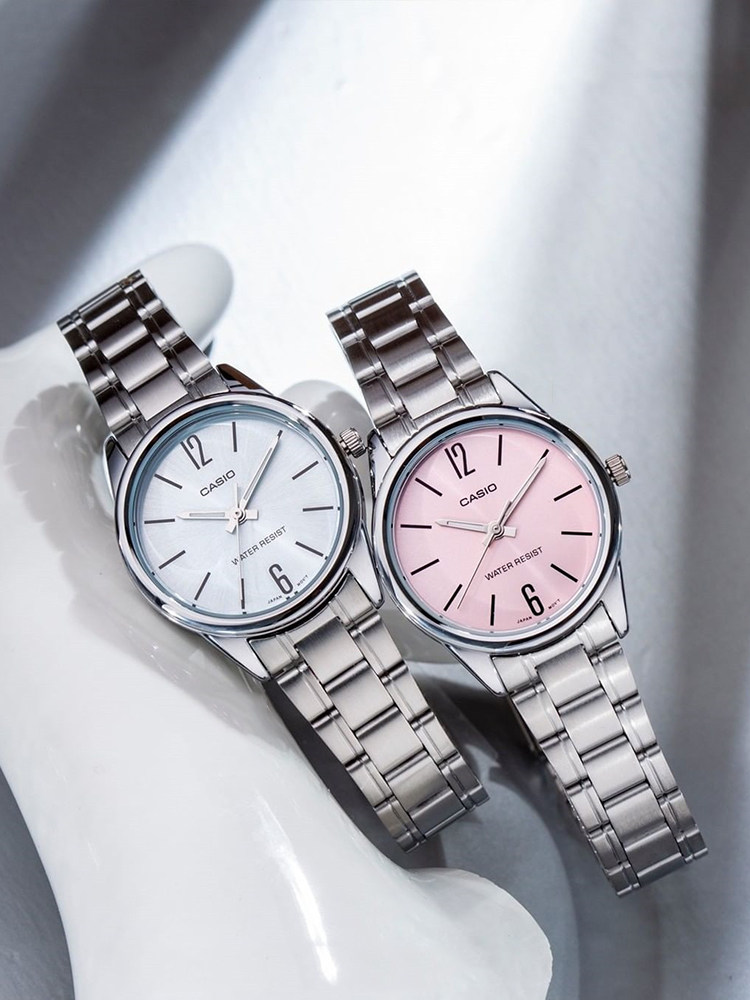 Casio LTP-V005 qadın kvars saatı, çəhrayı, hədiyyə üçün