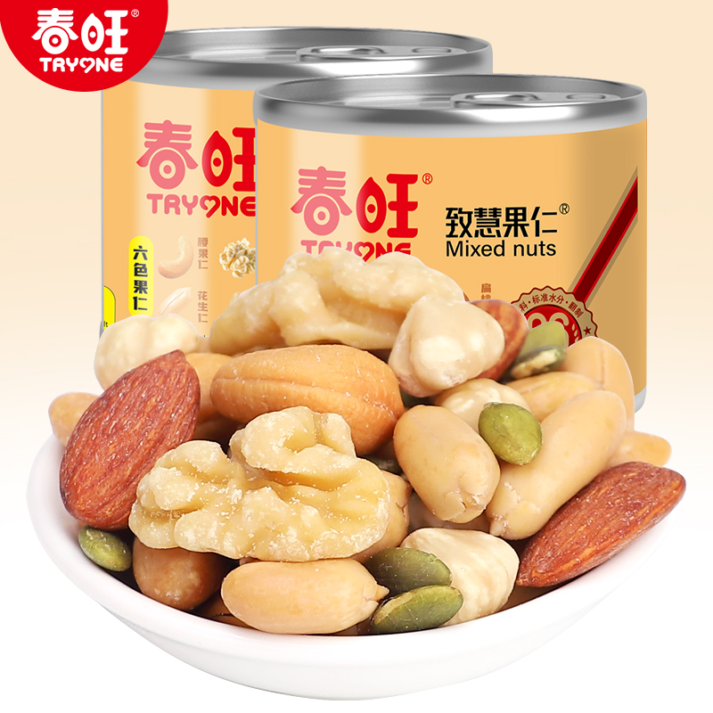 春旺6種堅果純果仁罐裝炒貨臨沂