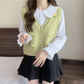 毛衣背心坎肩开衫 叠穿马夹短款 外搭 衬衫 学院风针织马甲女春秋新款