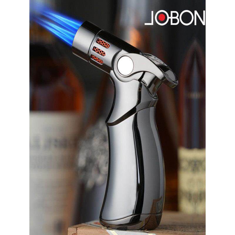 Jobon四火台式直冲充气打火机艾草雪茄专用防风点火枪打火机中邦