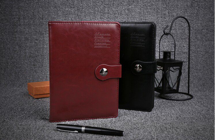 包邮博文高档笔记本子厚 皮质按扣记事本商务记事本会议记录A5 B5