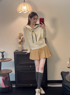 babe soulis 2025新款韩系海军领女宽松显瘦长袖针织衫上衣早秋女