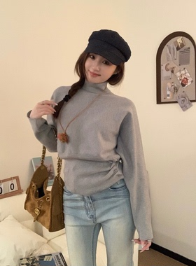 babe soulis 2025新款韩系高领针织衫女宽松显瘦打底衫内搭上衣女