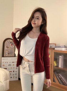 babe soulis 巨好看的韩系镂空针织开衫宽松显瘦休闲薄外套上衣女