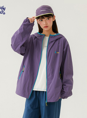 诺诺公主S1N初中生2026春户外撞色外套女青少年运动宽松连帽上衣