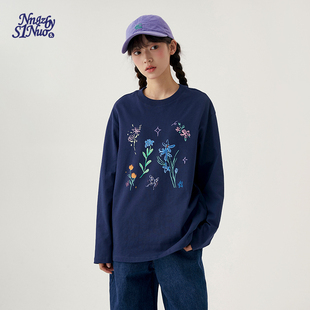 诺诺公主S1N初中生2026春季 印花圆领T恤女青少年套头打底上衣 美式