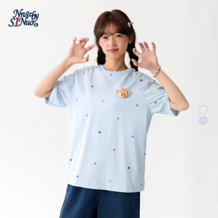 T恤女青少年卡通波点上衣 小熊短袖 诺诺公主S1N初中生2026夏季 新款