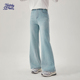 子 女青少年百搭刺绣喇叭裤 诺诺公主S1N初中生2026春季 浅蓝牛仔裤