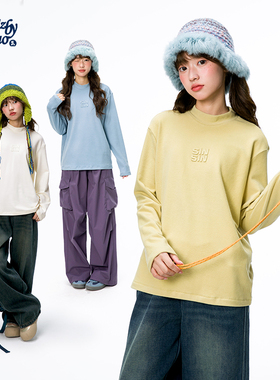 诺诺公主S1N初中生半高领打底衫女春季保暖双面磨毛立体绣花上衣