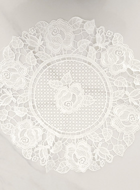 欧式布艺玫瑰花刺绣水溶蕾丝桌布酒店家用简约台布绣花桌旗盘垫