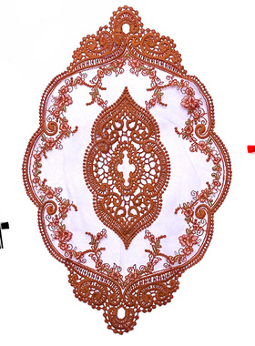 椭圆形蕾丝绣花布片水溶花朵餐桌布台布欧式布艺茶几抱枕垫子刺绣