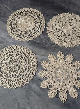 复古轻奢蕾丝餐垫桌垫茶几垫布艺圆形盘垫杯垫咖啡垫子花瓶台灯垫