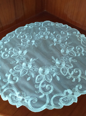 蕾丝网布桌布桌垫 DIY布艺 唯美刺绣布垫 镂空精美绣花装饰杯垫