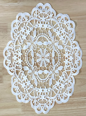 复古米色韩式镂空蕾丝桌布田园餐垫摆拍道具刺绣花边桌垫绣花台布