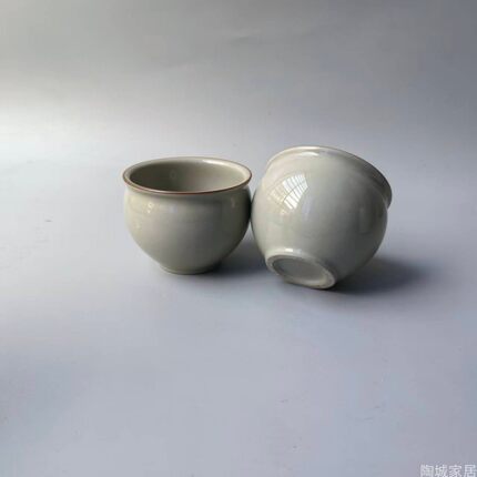 简约陶瓷复古风大肚杯陶瓷茶具家用中式家用茶具套装茶杯风水缸杯