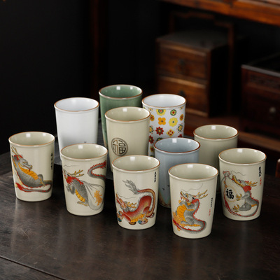 哥窑茶杯古风啤酒杯可乐杯大容易