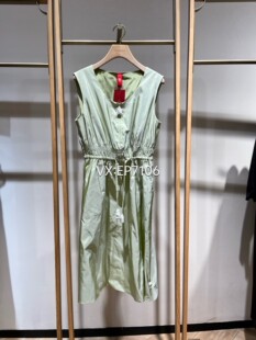 5999 EPKPS4118A 高级系列绿色真丝雅致圆领收腰无袖 连衣裙